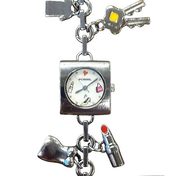 Fossil F2 ES-9508 Stainless Steel Charm Bracelet Women's Watch With Battery - Picture 2 of 6